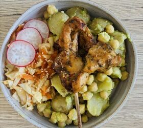 weekly dinner plan, Tuesday Teriyaki Chicken Skewers With Slaw and Potato Salad