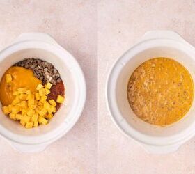 easy slow cooker hamburger velveeta dip 5 ingredients no fuss, Adding the beef and rest of the ingredients to the slow cooker then cooking until melty