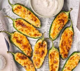 easy slow cooker hamburger velveeta dip 5 ingredients no fuss, Air fryer jalape o poppers served on a platter with crispy tops creamy cheese filling and ranch dip on the side