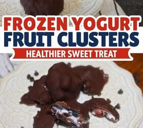 frozen yogurt fruit clusters easy frozen yogurt clusters recipe, Frozen Yogurt Fruit Clusters Pin with text overlay