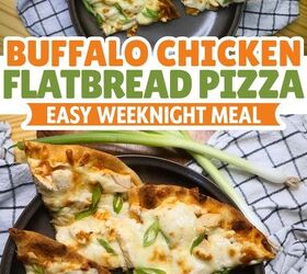 buffalo chicken pizza chicken flatbread pizza recipe, Buffalo Chicken Flatbread Pizza Pin with text overlay