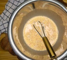 french toast muffins delicious french toast muffin cup recipe, Custard in a metal bowl with a whisk