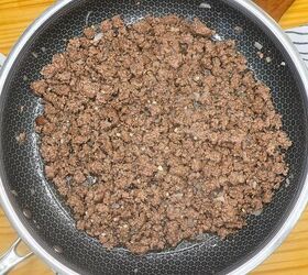 big mac casserole easy big mac casserole recipe, Ground beef and onion cooked in a skillet