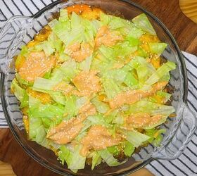 big mac casserole easy big mac casserole recipe, Overhead image of an assembled Big Mac Casserole