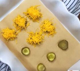 two ingredient fried pickles baked cheddar pickle crisps recipe, Pickle slices with shredded cheddar cheese on top