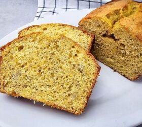 easy banana bread using yellow cake mix recipe, Moist banana bread made with yellow cake mix sliced to show its soft tender crumb