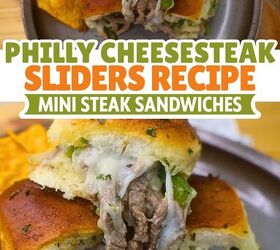 philly cheesesteak sliders easy cheesesteak slider recipe, Philly Cheesesteak Sliders Pin with text overlay