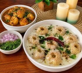Dahi Bara Aloo Dum – Indian Lentil Fritters With Yogurt & Spicy Potato