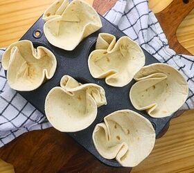 low carb lasagna cups easy keto lasagna cups recipe, Low carb flour street taco tortillas in a prepared 6 cup muffin tin