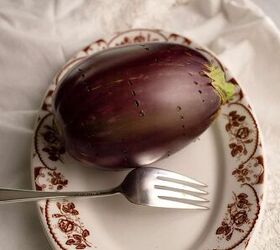 sweet eggplant pistachio quick bread, Pierce the eggplant with a fork or the tip of a knife