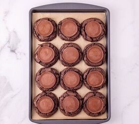 oreo bat cookies made with cake mix and reese s cups, Reese s peanut butter cups pressed into the centers of freshly baked chocolate cookies