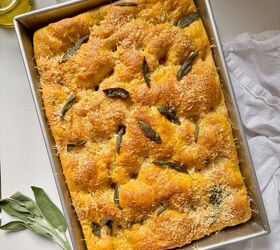 Pumpkin Focaccia Bread With Crispy Sage and Parmesan | Foodtalk