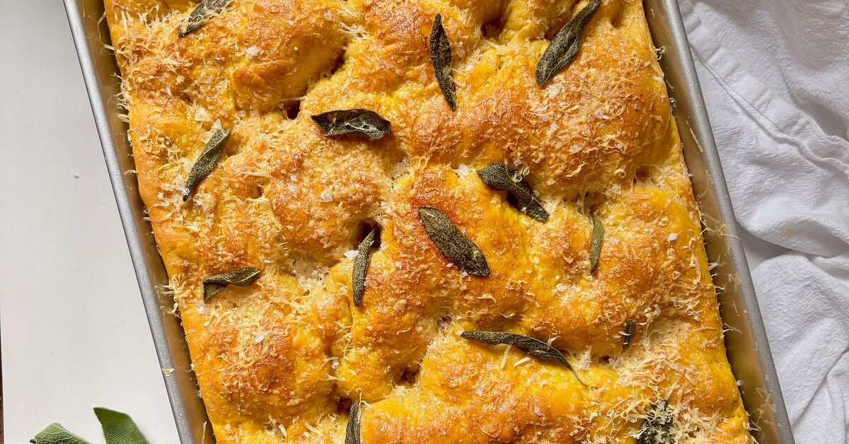 Talking Breads Pumpkin Focaccia Bread With Crispy Sage and Parmesan | Foodtalk