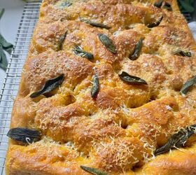 Pumpkin Focaccia Bread With Crispy Sage and Parmesan | Foodtalk