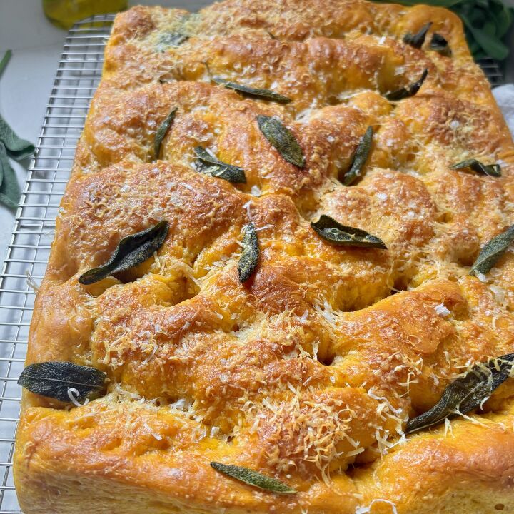 Talking Breads Pumpkin Focaccia Bread With Crispy Sage and Parmesan | Foodtalk