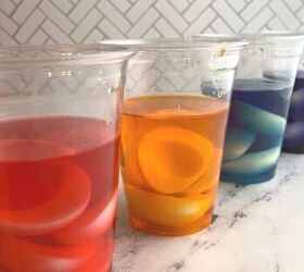 She puts some eggs in dye for the most interesting food idea we've seen!