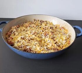 This simply recipe for an easy cheesy beef and rice casserole is a family favorite