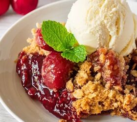 Tart cherry, sweet crumble, & vanilla ice cream combine for a dessert that's unforgettable