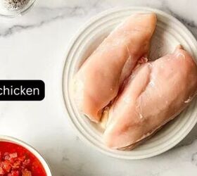 Put chicken breast and these 2 ingredients in the Crock-Pot for 4 hours for an easy and delicious dish!